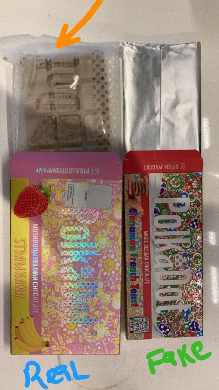 polkadot mushroom chocolate counterfeit